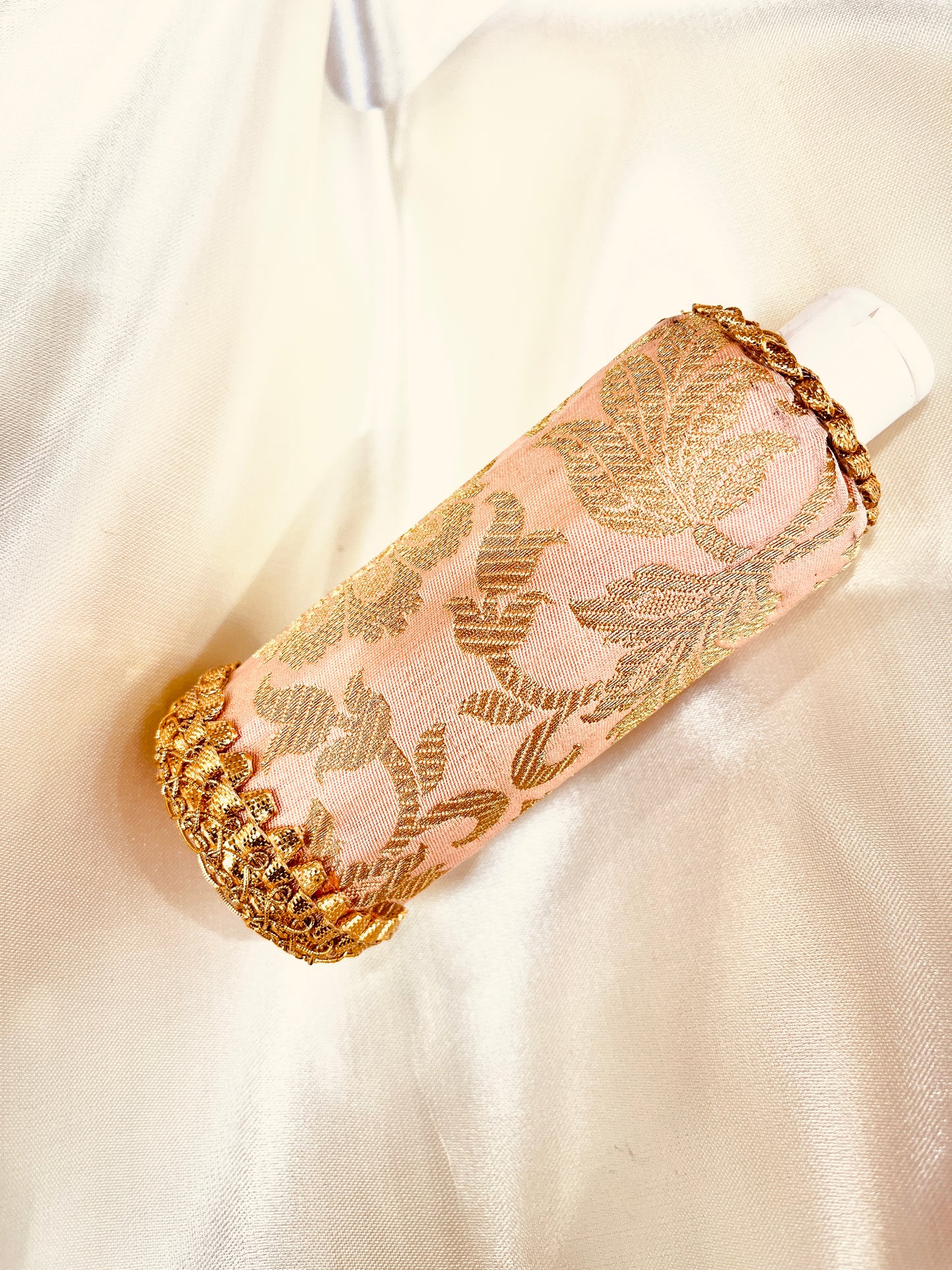 Indian decorated oil bottle peach colour