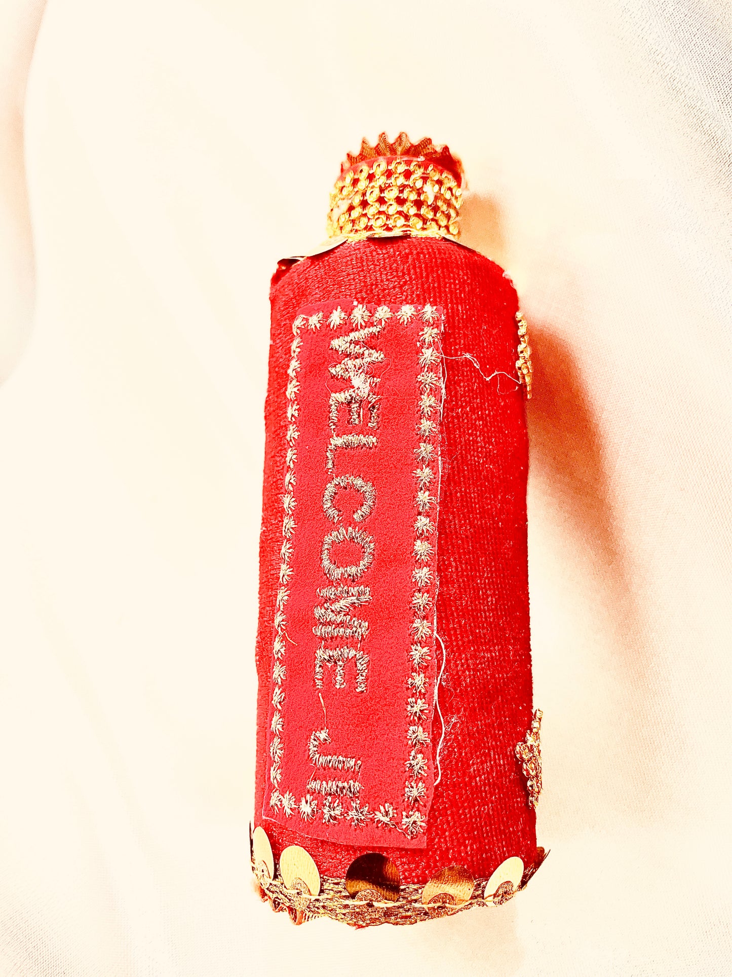 'Welcome Ji' Indian decorated oil bottle for weddings