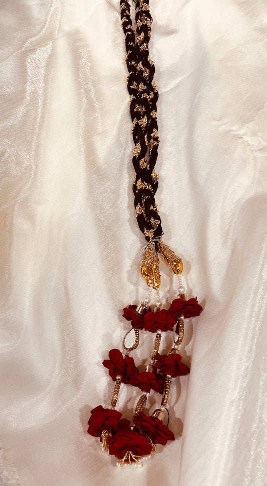 Roses Parandi with mirror and pearl work