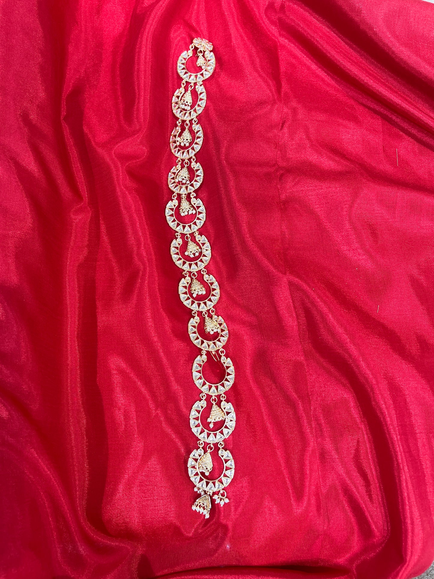 Elegant Kundan & Pearl Bridal Hair Accessory